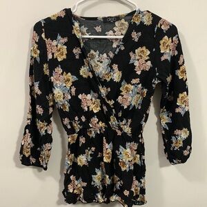 Deb brand wrap look top with flare at waist, good condition, only brand tag - XS